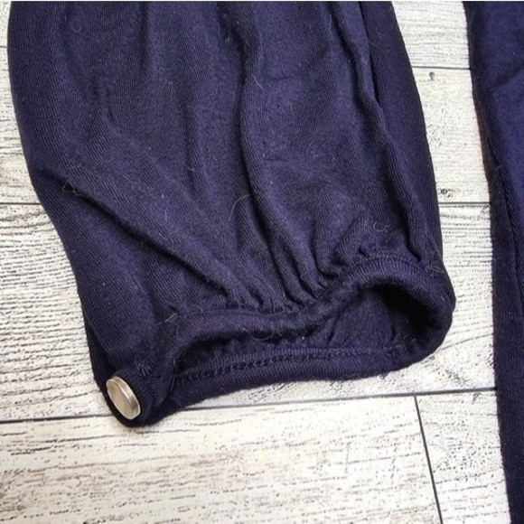 Verve Ami Navy Blue V-Neck Ruffle Front LS Blouse, Size 2X - Picture 3 of 6